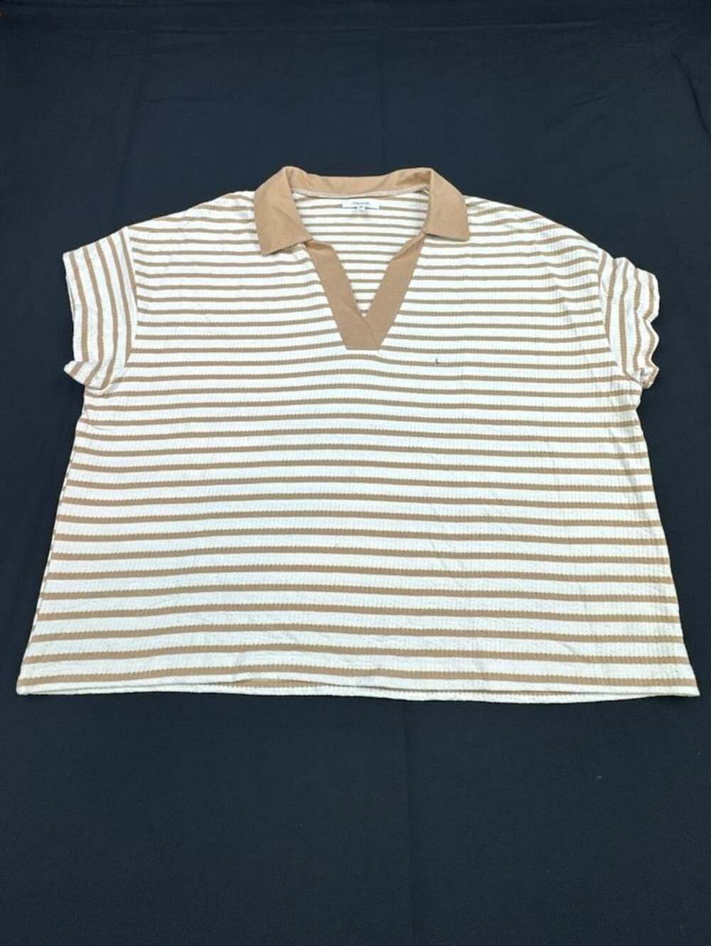 maurices Striped Polo Shirt Size L Brown Cream